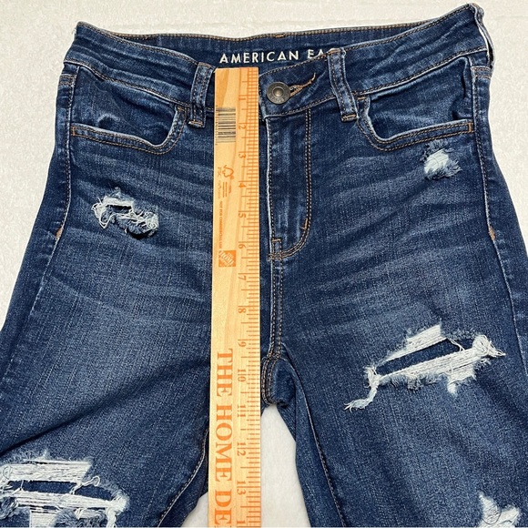 American Eagle Women's Hi-Rise Jeggings Distressed Next Level Stretch 4 Short - Picture 14 of 15